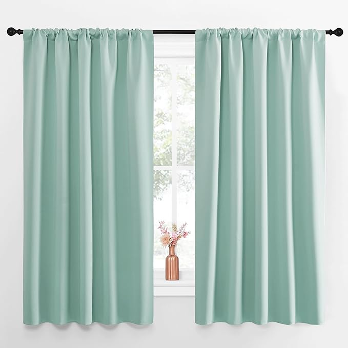 NICETOWN Blackout Curtains for Living Curtains, Aqua Blue, Set of 2, 52 by 63 Inch, Window Treatment Blackout Curtain Panels, Home Decor Thermal Insulated Solid Drapes for Bedroom by NICETOWN