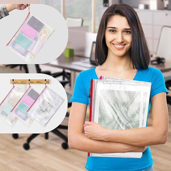 20 Pack Mesh Zipper Pouch Bags, 9 Sizes Waterproof Zipper Pouches for Organization, Reusable Zipper Pouches for Puzzle Board Game Storage, for Travel, School, Office Supplies - Image 8