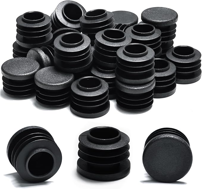 13/16" (20mm) Plastic Hole Plugs Black -Round Chair Leg Caps, Flush Mount Pipe Plugs, Tubing End Caps for Metal&Wood Legs Tube, Outdoor Furniture Feet caps & Table Plastic Plugs, 24 PCS by EASYEAH