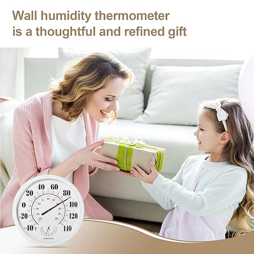 Indoor Outdoor Thermometer Wall Large Numbers Thermometer No Battery 10" Hanging Digital Weather Hygrometers for Home Garden Outside Patio Decor (White) - Image 5