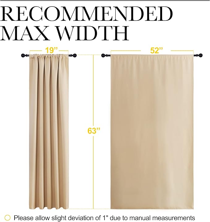 NICETOWN Room Darkening Curtains for Bedroom - Home Decoration Privacy Protection Thermal Insulated Solid Drapes/Draperies for Kitchen Window (Biscotti Beige, Set of 2, 52 x 63 inches) - Image 8