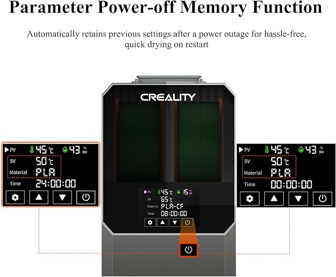 Creality Space Pi Filament Dryer Plus, 3D Printer Filament Dryer Box, 3D Filament Storages for Filament Drying and Sealing with Heat Control, 4'' LCD Touch Screen Compatible with PLA PETG ABS TPU - Image 5