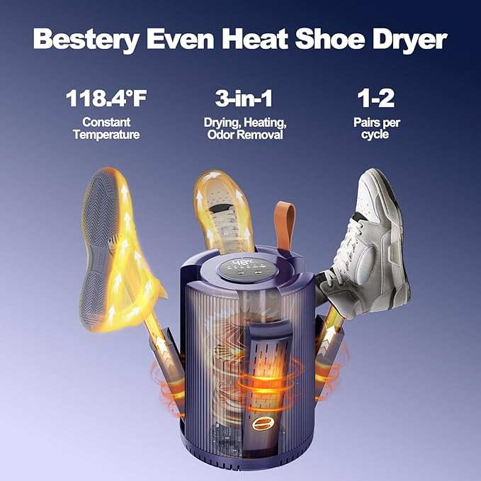 Shoe Dryer Deodorizer Boot Dryer for Work Boots Warmer 118.4°F Constant Temperature Adjustable Extendable Portable Compact for 1-4 Shoes With a Timer for Sneaker Ski, Boot, Glove Blue - Image 3