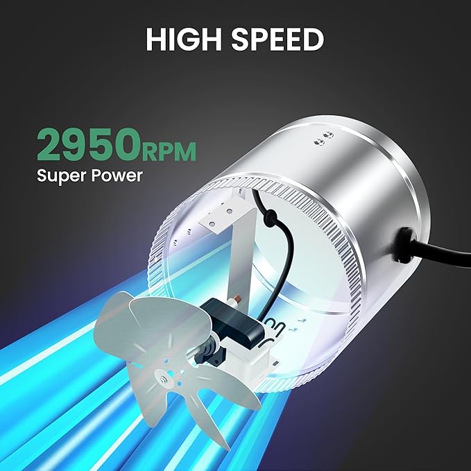 InfiniPower 6 Inch Inline Duct Fan 240 CFM, HVAC Booster Exhaust Ventilation Fan with Low Noise for Basements, Bathrooms, Grow Tents, Kitchens and Attics, Silver - Image 3