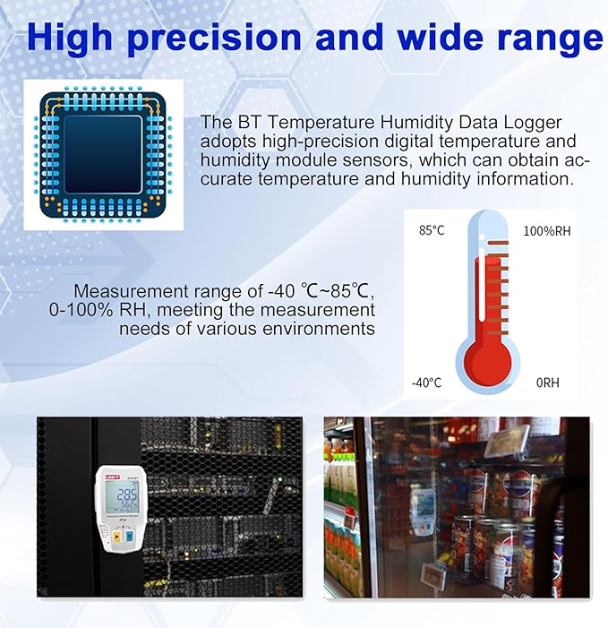 BT Temperature Humidity Data Logger Smart Thermometer Hygrometer 64000 Measurement Data Storage High-Precision Sound and Alarm IP54 Waterproof Temperature Humidity Sensor - Image 3