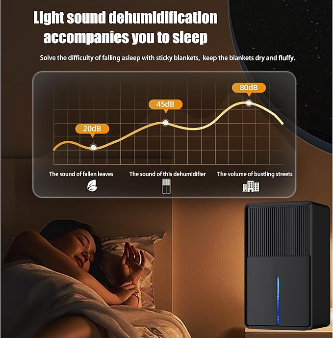 Generic YeeCopon Dehumidifier for Home, 85 OZ Water Tank, Quiet Dehumidifiers for Bathroom, Bedroom, RV and kitchen countertops, with Auto Shut Off and Fast Drying Clothes, 7 Colors LED Light, Black - Image 2