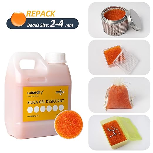 wisedry [ 2 LBS ] Reusable Desiccant Beads Silica Gel Dessicant Beads Bulk for 3D Printer Filament, Gun Safe, 2-4 mm, Color Indicating, Rechargeable - Image 8