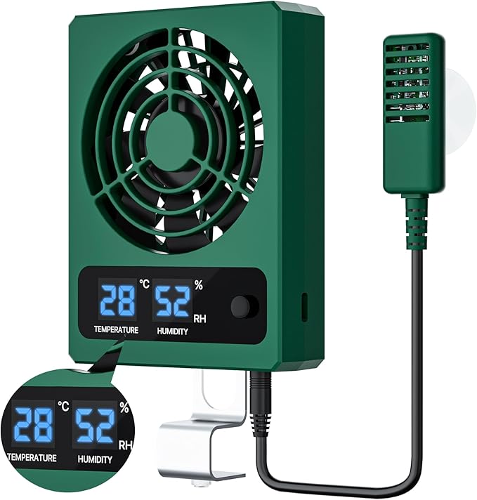 Reptile Temperature Control Fan for Terrariums, Quiet Cooling System for Enclosures and Tanks, Green by LURMMUE