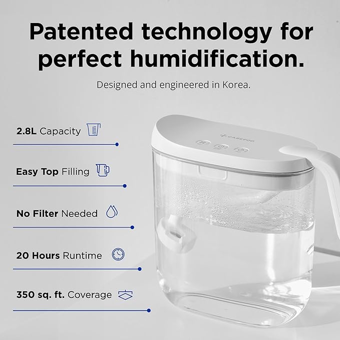 Carepod Mini 21P Ultrasonic Cool Mist Humidifier Whisper-Quiet Filter-Free Easy Clean - Only 3 Washable Parts to Clean, Auto Shut-off, 0.74gal 2.8l Tank, Nursery, Baby, Kids Bedrooms - Image 2