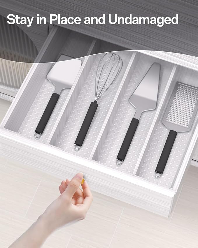 Shelf and Drawer Liner for Kitchen Cabinet, Non-Adhesive 24in x 240in Waterproof Contact Paper Refrigerator Liners Thickened Durable EVA Material Non Slip Mat for Dresser Cupboard Pantry Protector - Image 8