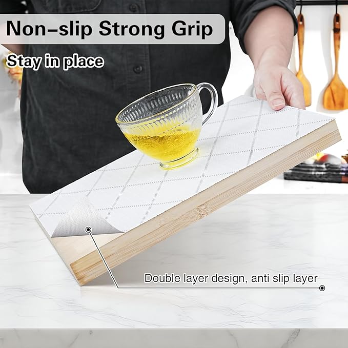 Shelf and Drawer Liner for Kitchen Cabinet,24 in x 10 FT Non-Adhesive Rhombus Cabinet Liners for Shelves Non-Slip Waterproof Kitchen Drawer Liners Contact Paper Shelf Paper with Knife and Tape Measure - Image 2