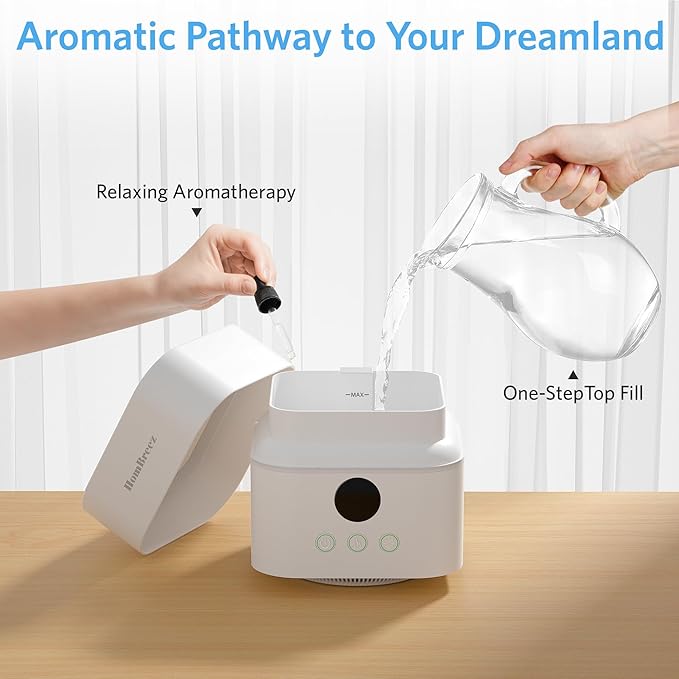 Air Purifier and Humidifier Combo for Bedroom, Covers Up to 200ft², H13 True HEPA Filter, 500ML Water Tank, Quiet Cool Mist Top Fill Essential Oil Diffuser for Baby, Pet Room, White - Image 6