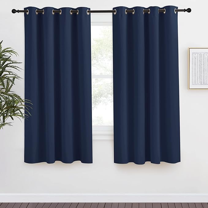 NICETOWN Blackout Curtain Panel, Navy Blue, 55 inches Wide by 68 inches Long, 1 PC, Light Blocking Room Darkening Drape/Drapery for Nursery Room, Ring Top by NICETOWN