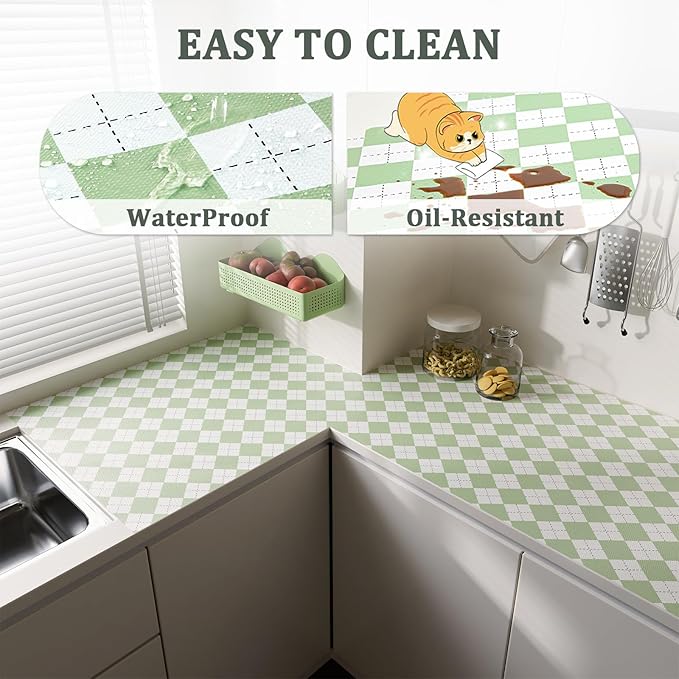 Sage Green Shelf Liner for Kitchen Cabinets 12" x 240" Non-Adhesive Non-Slip Drawer Liners for Dresser, Waterproof Washable Paper, Durable Protector Mat for Pantry Shelves Cupboards - Image 3