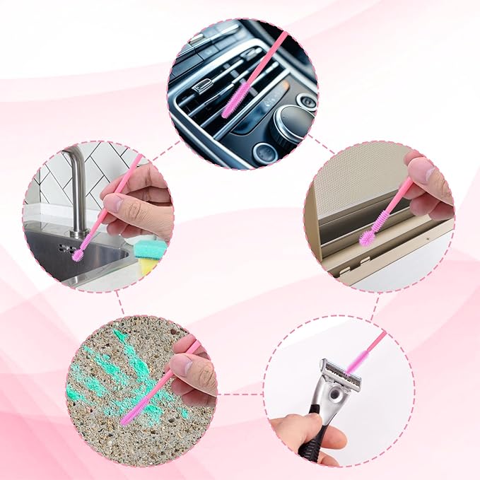40Pcs Sewing Machine Cleaning Kit, Silicone Small Brushes for Cleaning Small Parts Mini Scrub Brush for Tight Spaces, Ideal for Sewing Machine & Humidifier Crevice Reusable Nook & Cranny Brushes, Pink - Image 7