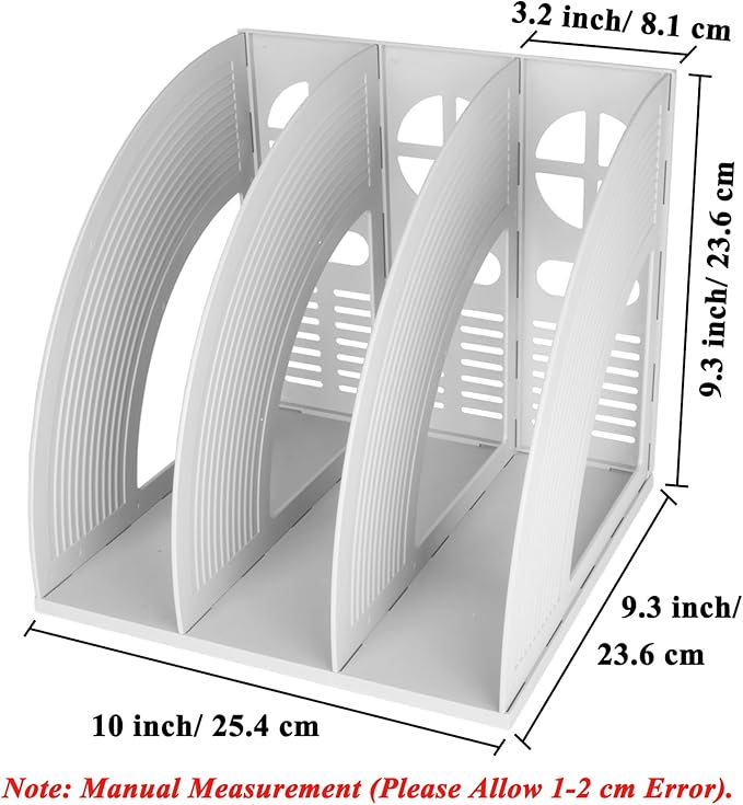 SAYEEC Magazine Holder Plastic File Sorter Binder Holder for Desk Folder Organizer Stand Book Shelf Dividers Vertical Filling Storage Rack Desktop Bookshelf Display Box for Office School Home (Grey) - Image 2