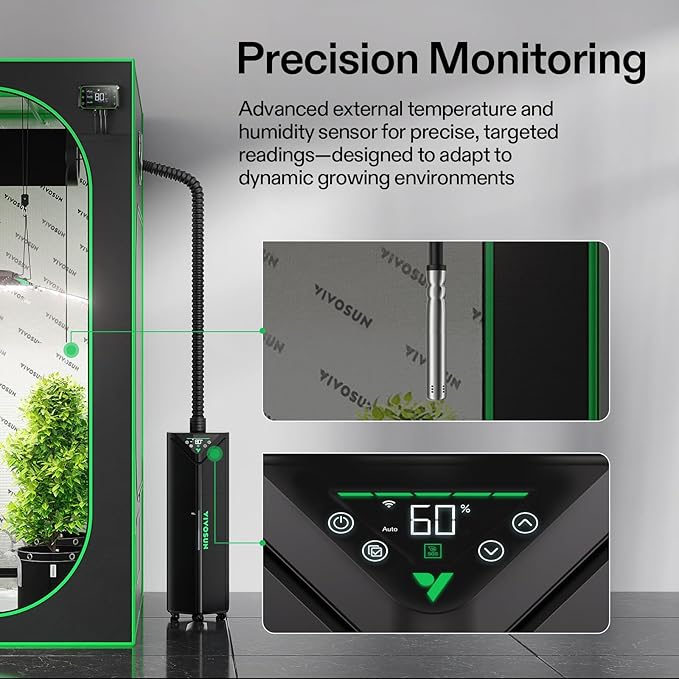 VIVOSUN P426 48"×24"×72" PRO Grow Tent and AeroStream H19 Intelligent Environmental 19L Humidifier with Temp & Humidity Probe, Top Control Panel, Smart Remote Control, Designed Specifically for Use wi - Image 7