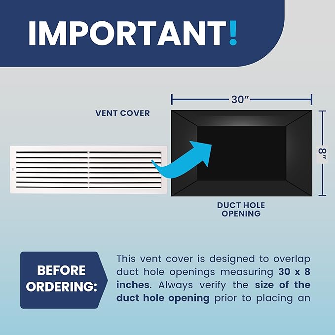 30x8 Inch (Duct Opening) Air Return Vent Cover Decorative – Premium Aluminum AC Vent Cover for Ceiling & Wall, Rustproof Grille, Ideal for Home HVAC Grille, Durable & Easy to Install by ACLAMINAIRE - Image 4
