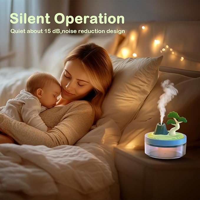 Cute Mini Humidifier 320mL Cool Mist Humidifie mute with 2 Mist Modes, for Home/Nursery/Office, Portable Mini Air Moisturizer,rechargeable mini humidifier(Blue) - Image 6