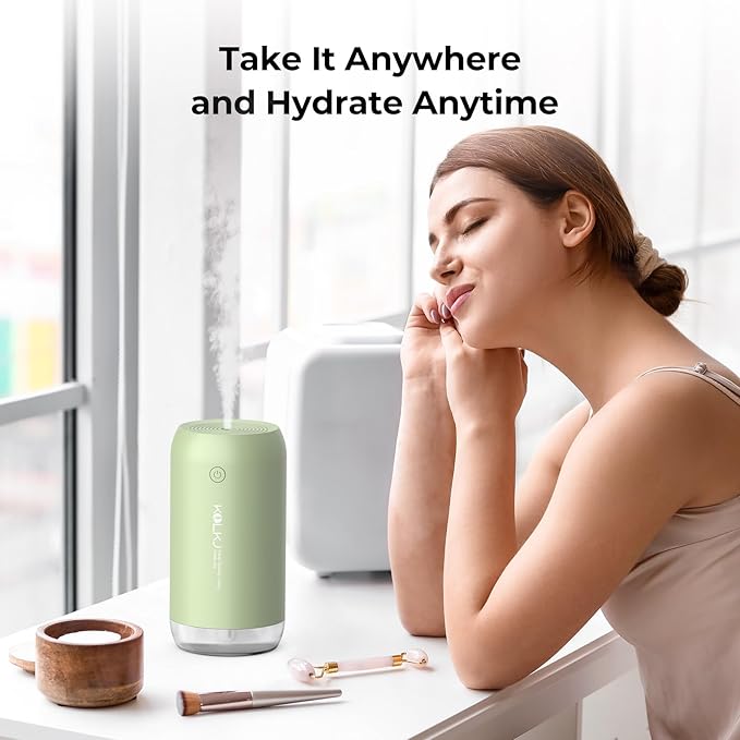 Portable Mini Humidifier, KQLKJ 350ml Small Cool Mist Humidifiers, USB Personal Desktop Humidifier for Bedroom Car Office Travel with Auto Shut-Off & 2 Mist Modes (Green) - Image 7