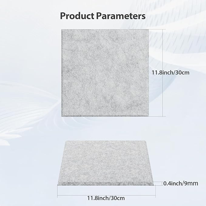 12 Pack Acoustic Panels Self Adhesive Sound Proof Foam, High Density Sound Acoustic Panel, 12X12X0.4 Inch Square Panels in Home, Office, Reccording Room, Studio,and more(Silver Gray) - Image 6