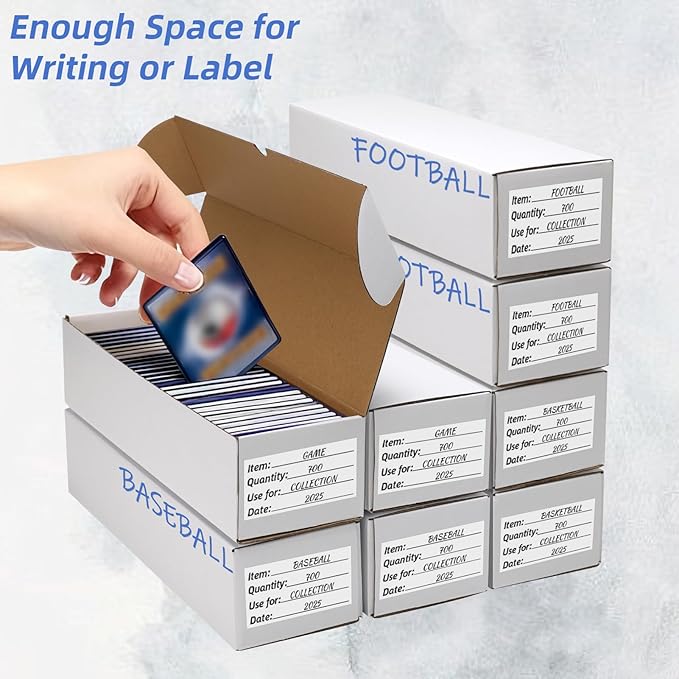 EXYGLO Trading Card Storage Box 25 Pack 700 Count 20pt, 14.2x4.1x3.2 Inch White Cardboard Card Boxes for TCG/MTG/Sport Cards, Fit 3x4 Toploader Shipping or Storing, 17500 Max Capacity in Total - Image 4