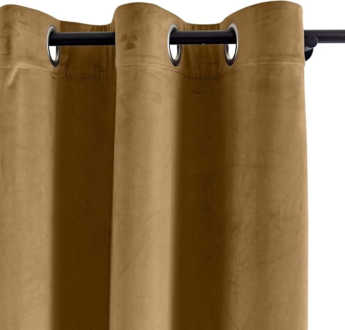 ChadMade Blackout Lined Premium Velvet Curtain Sable 72Wx84L Inch (1 Panel), Eyelet Grommet for Livingroom Bedroom Theater Studio, Leon Collection - Image 2