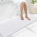 Smiry Luxury Chenille Bathroom Rugs 47x17, Extra Soft and Absorbent Shaggy Bath Mat, Machine Washable, Non-Slip Plush Carpet Runner for Tub, Shower, and Floor, Home Decor Accessories, White by Smiry