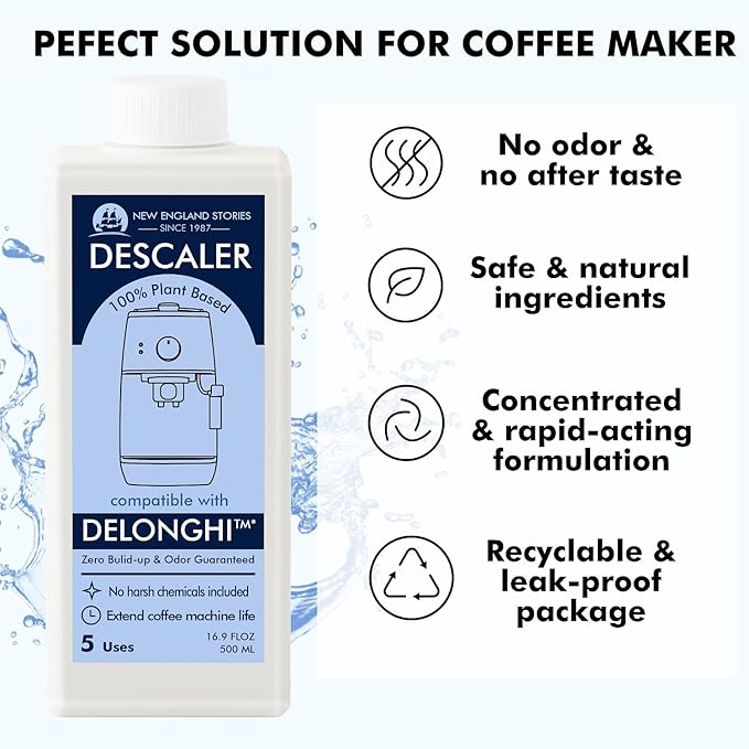 10 Uses DeLonghi Compatible Descaling Solution, Specially Designed to Clean Delonghi Coffee Machines and Maker - 33.8oz Espresso Coffee Maker Cleaner, Coffee Pot Cleaning Limescale Remover - Image 5