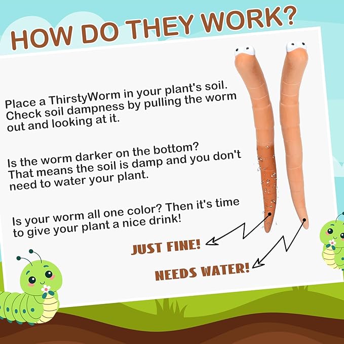 6 Pcs Water Sensor Ceramic Worm The Potting Shed Worm Water Sensor Plant Decoration Moisture Monitor Gardening Houseplant Humidity Meter Fun Gardening Gift for Your Potted Plant (6 Inch) - Image 5