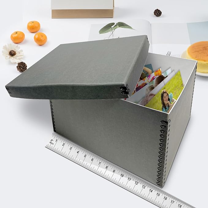 Lineco Record Storage Box 12x15x10 inch. Extra-Durable Filing Archival Cartons for Long-Term Storing Important Documents, Papers, Photos or Prints. Acid-Free Gray Boxboard, 1 Pack - Image 3