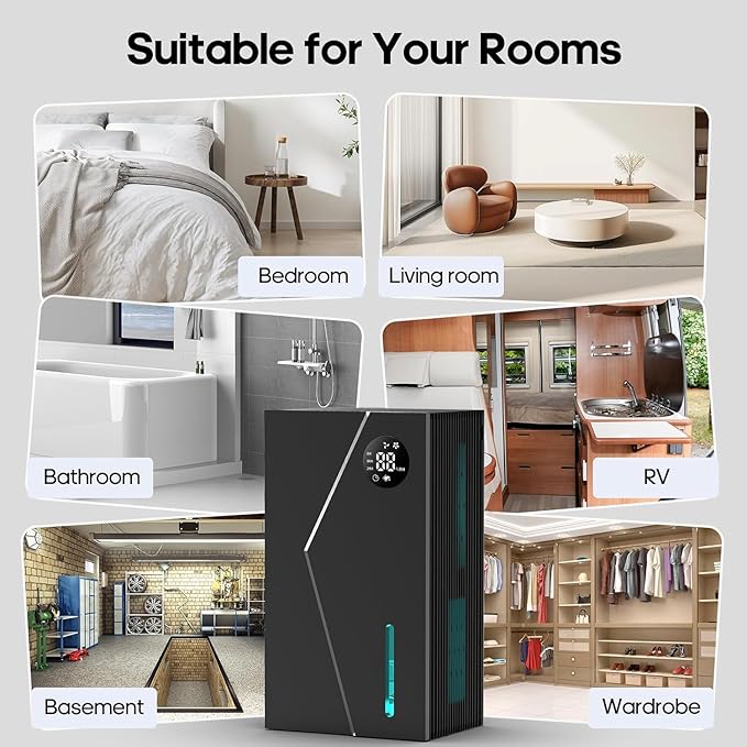 Dehumidifier, Dehumidifiers for Home(1000sq.ft), 98 OZ Water Tank, Dehumidifier Washable Air Filter, Dehumidifiers for Basement Bedroom Bathroom, Auto Shut Off, Timer Setting - Image 7