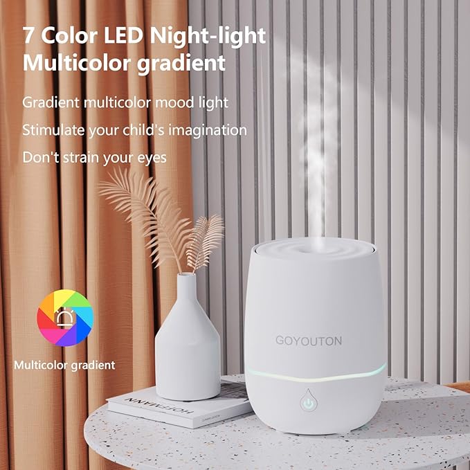 Essential Oil Diffuser, 200ML Diffusers for Home Scent Aromatherapy Diffuser Air Desk Humidifier Oil Diffuser romfor Bedroom Room Office with 7 Color LED Lights Quiet Waterless Auto Shuts-off (White) - Image 5