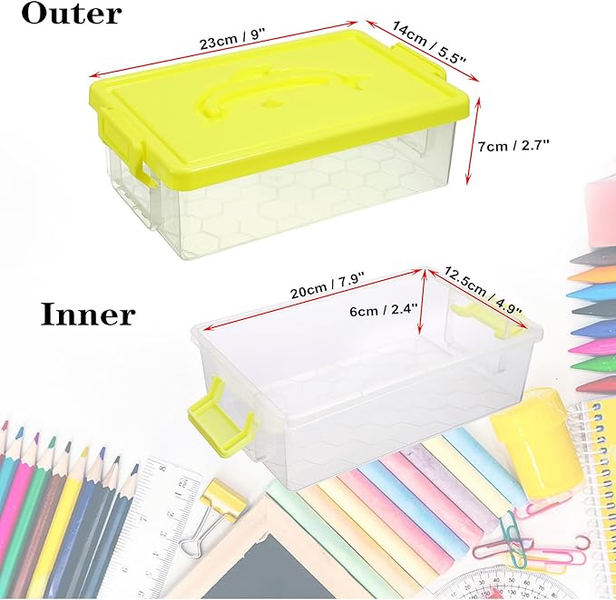 BTSKY 1-Pack Clear Plastic Storage Box with Lid, Stackable Organizer Featuring Easy-Lift Dolphin Design, Multi-Use Portable Container for Home, Craft, Office, Space-Saving with Secure-Clasp, Yellow - Image 5