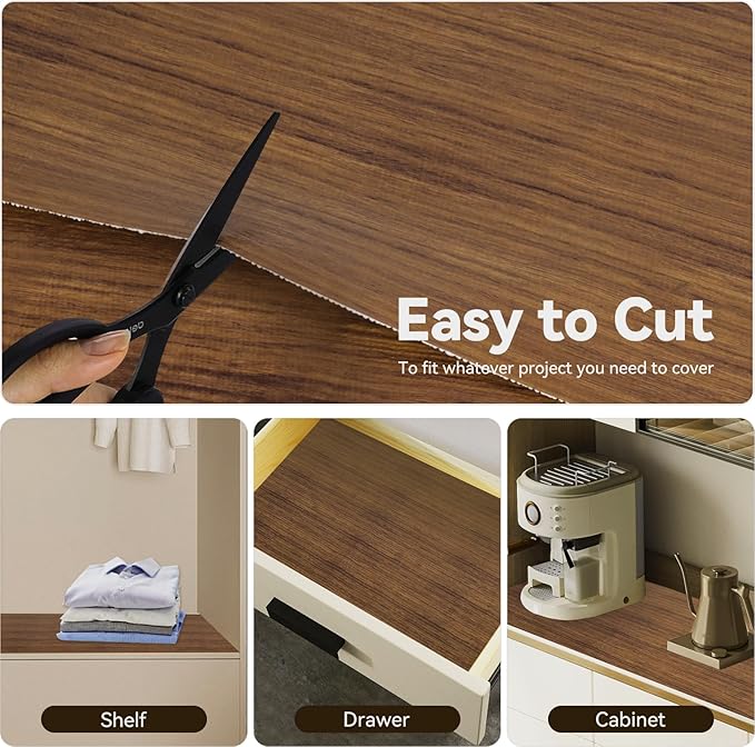 Drawer Shelf Liner for Kitchen Cabinets, Non Adhesive Slip Resistant Shelf Paper Easy to Clean, Strong Grip Thickened Waterproof Washable Mats for Pantry Shelves, Cupboard, Wood Grain, 17.5 in x 30 FT - Image 5