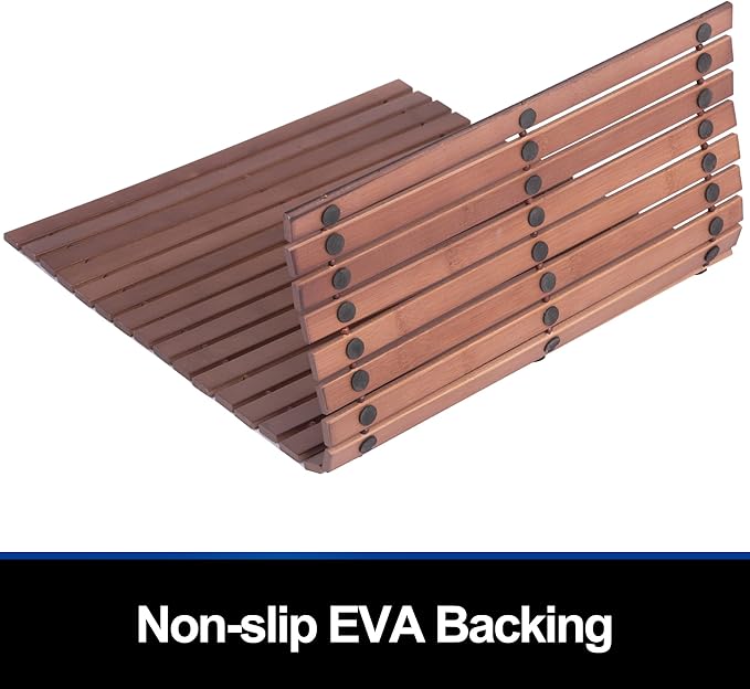 Bamboo Bath Mat Bathroom Rugs Floor Wood Shower Bathtub Waterproof Non Slip Accessories 16x24 Inch Easy to Clean, Walnut Bamboo, 1 pc - Image 3
