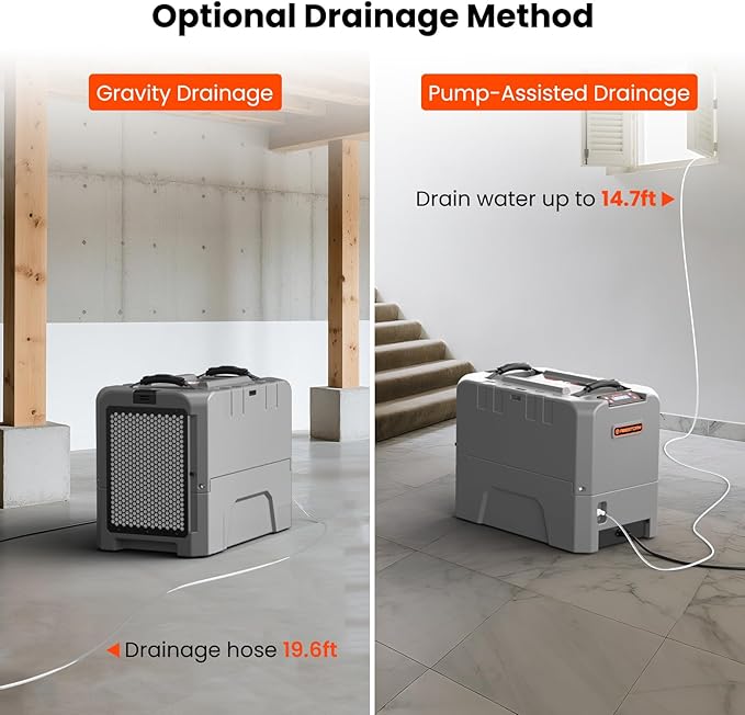 Abestorm LGR85 Commercial Dehumidifiers with Pump, 180 PPD Industrial Dehumidifier for Basement, Crawl Space, Warehouse, Auto Defrosting, 5 Years Limited Warranty - Image 3
