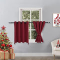 Hiasan RV Blackout Curtains for Bedroom, 52 x 36 Inches Long - Thermal Insulated & Light Blocking Window Curtains for Living Room, 2 Drape Panels Sewn with Tiebacks, Christmas Red by Hiasan
