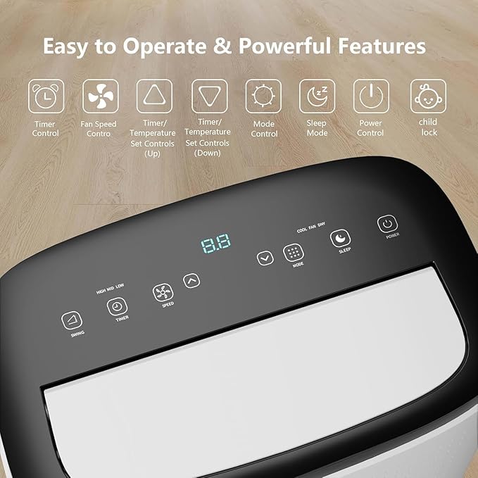 14000 BTU Portable Air Conditioners, 3-in-1 Cooling AC Unit w/Dehumidifier & Fan Mode for Rooms Up to 750 Sq. Ft, Remote Control, Sleep Mode, Low Noise,24H Timer, 3 Speed, Auto Swing for Home,Totel - Image 2