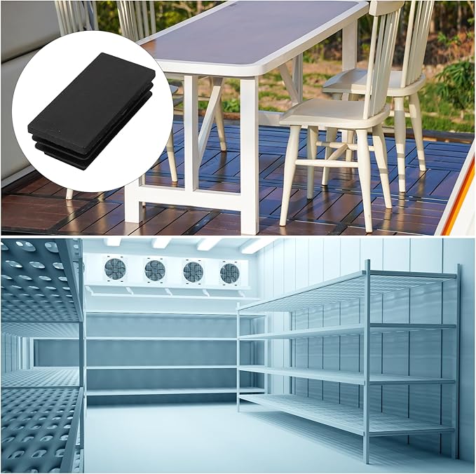 METALLIXITY Rectangle End Caps (60 x 30mm) 12Pcs, Plastic Rectangle Tube Inserts Threaded End Blanking Caps Protector - for Furniture Table Chair Legs, Black - Image 3