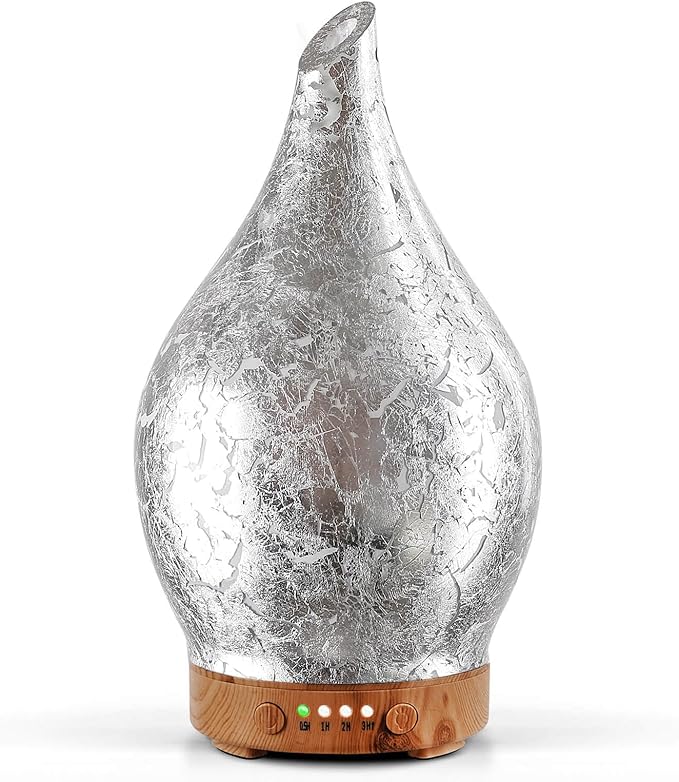 Porseme Essential Oil Diffuser Glass Aromatherapy Ultrasonic Humidifier, Air Refresh Auto Shut-Off, Timer Setting, BPA Free for Home Hotel Yoga Leisure SPA Gift 150ml Last 6H by Porseme