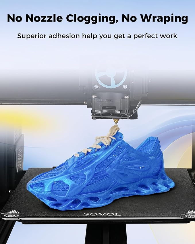 Sovol TPU Filament 1.75mm, 95A Soft TPU Flexible 3D Printer Filament with High Elasticity, 1kg (2.2lbs), Dimensional Accuracy +/- 0.03 mm, Fit Most FDM Printer, Clear Blue - Image 3