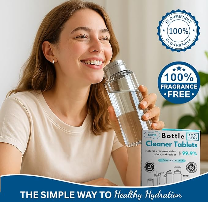 120 Pcs Water Bottle Cleaning Tablets, Bottle Cleaning Tablets for Stainless Steel Water Bottles & Tumblers, Bottle Cleaner tablets are ideal cleaner for all Water Bottles, Removes Odor & Stains - Image 2
