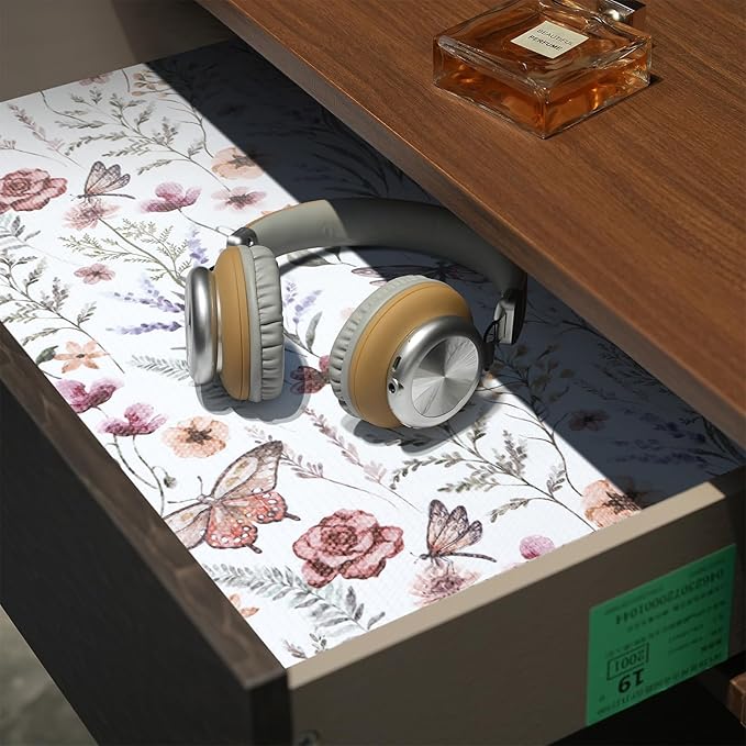 Shelf and Drawer Liner for Kitchen Cabinets, Non-Adhesive and Strong Non-Slip Floral Shelf Cabinet Drawer Liners for Kitchen, Waterproof Cupboard Liners,Easy to Clean,12IN x 10FT - Image 7