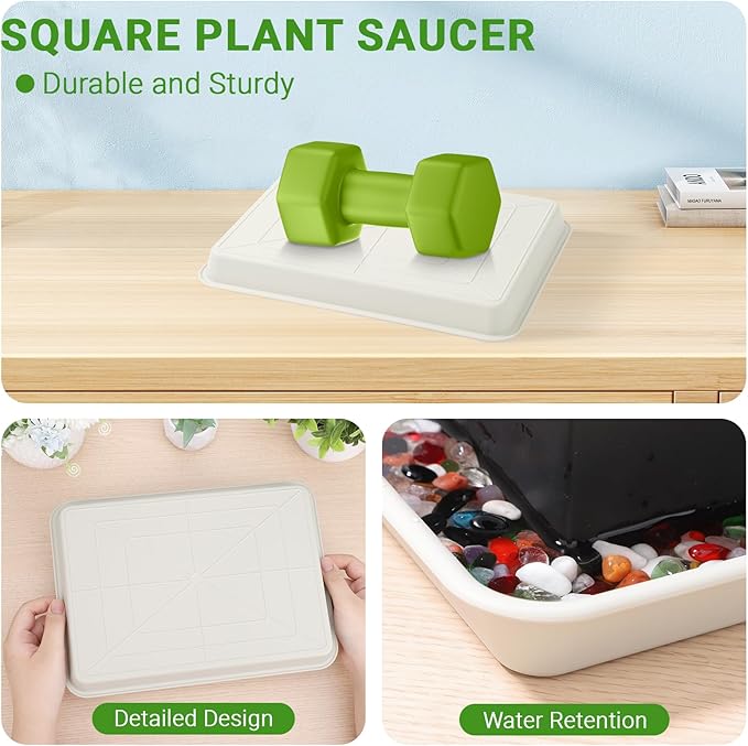 GREANER 11 Inch Plant Ttray, 3 Packs Durable Plastic Humidity Trays for Indoor Plants, Plant Saucers for Outdoors, Drip Trays for Potted Plants(Beige) - Image 4
