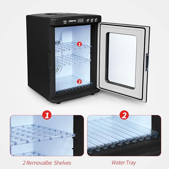 RYFT Incubators for Hatching Eggs, 25L Portable Reptile Scientific Lab Incubator with 5°C-60°C, 12V/110V Heating and Cooling for Small Reptiles (Black) - Image 3