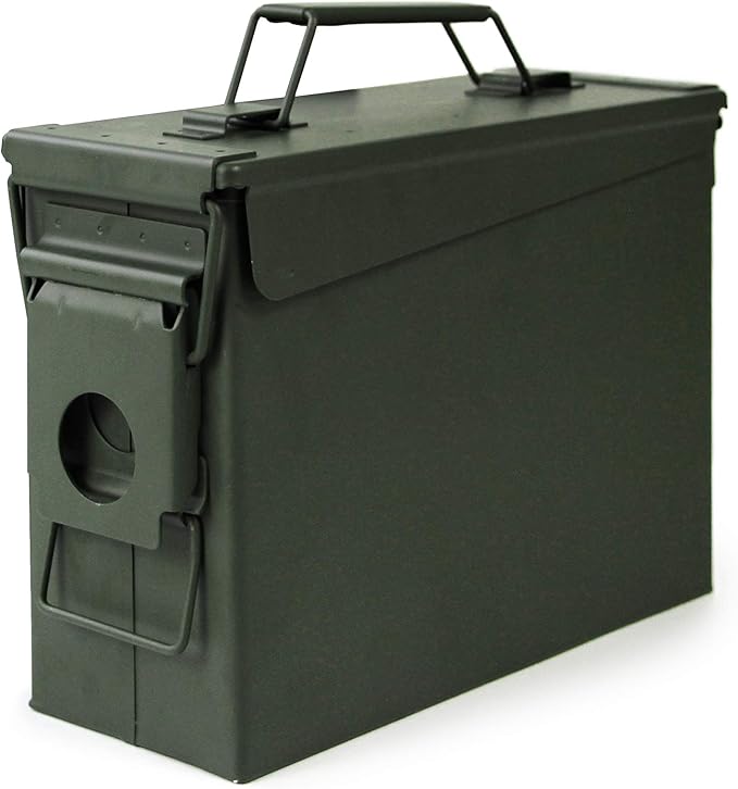 GUGULUZA Metal Ammo Can 30/50 Cal, Lockable Bullet Storage Case, Waterproof & Airtight Containers Box with Flip Top for Long-Term Storage Shotgun, Rifles, Pistols Ammunition by GUGULUZA