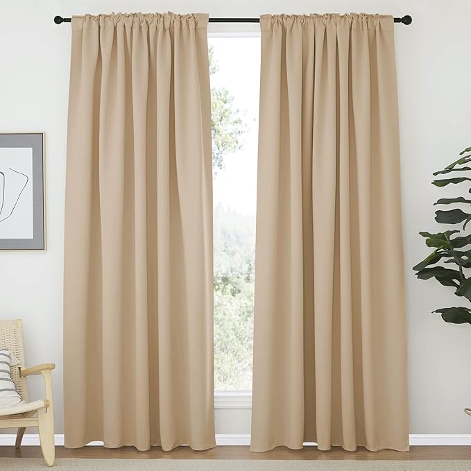 NICETOWN Window Treatment Elegant Curtains - (Biscotti Beige Color) 70 X 84, 1 Pair, Room Darkening Curtains and Drapes for Bedroom - Image 2