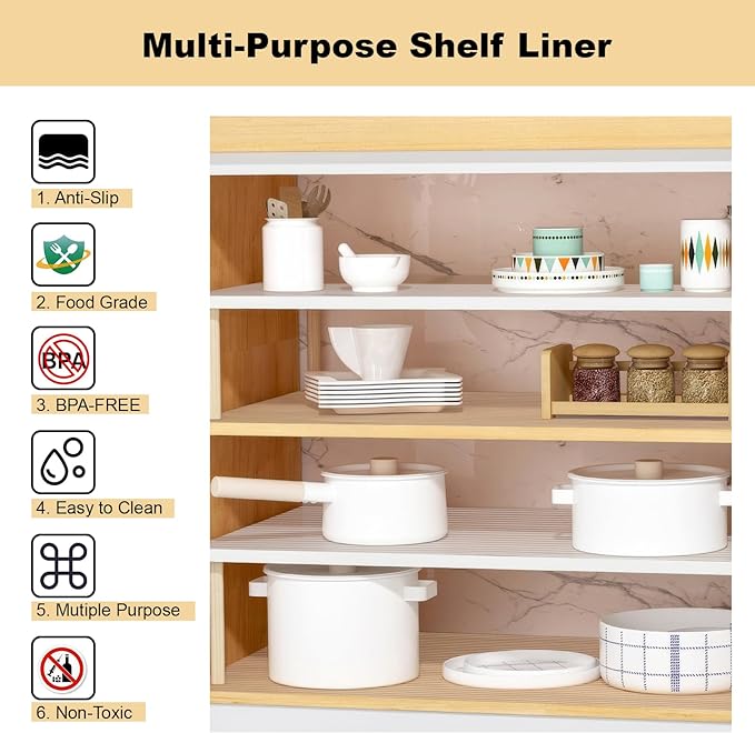 Shelf Liner, 23.6 Inches x 20 FEET Non-Slip Kitchen Cabinet Liner, Washable Oil-Proof Non-Adhesive Contact Paper for Kitchen Drawer, Cabinet, Shelves, Refrigerator, Storage, Desks, coutertops - Image 3