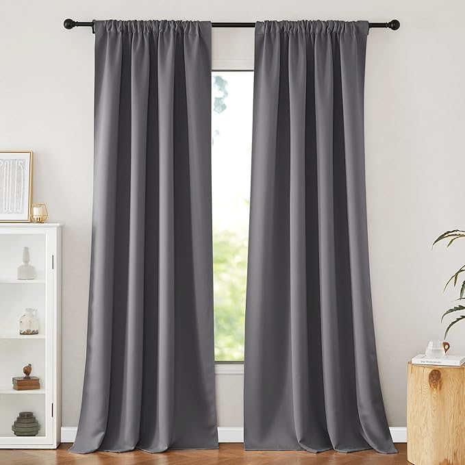 NICETOWN Grey Blackout Curtains 108 inches Long for Living Room, Pinch Pleated Room Darkening Noise Reducing Thermal Extra Long Drapes Window Treatment for Bedroom, W52 x L108, 2 Panels - Image 8